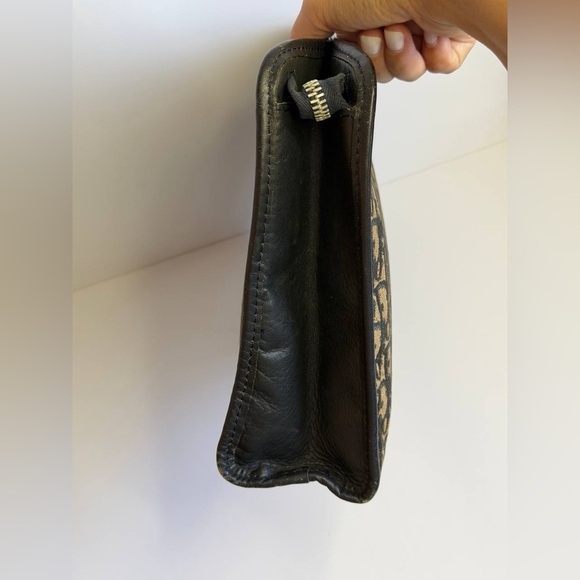 Vintage Christian Dior Large Clutch Bag in Navy Blue Trotter Jacquard Canvas - Picture 5 of 12